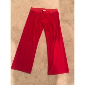 Red terry cloth sweatpants